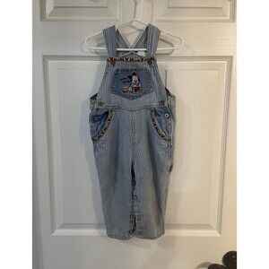 Vintage Y2K 90s Baby Mickey Mouse Denim Stripe Overall Train 18 Months